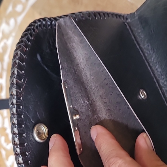 Leather Brown Cowhide Wallet Black Leather Trim - Picture 12 of 12